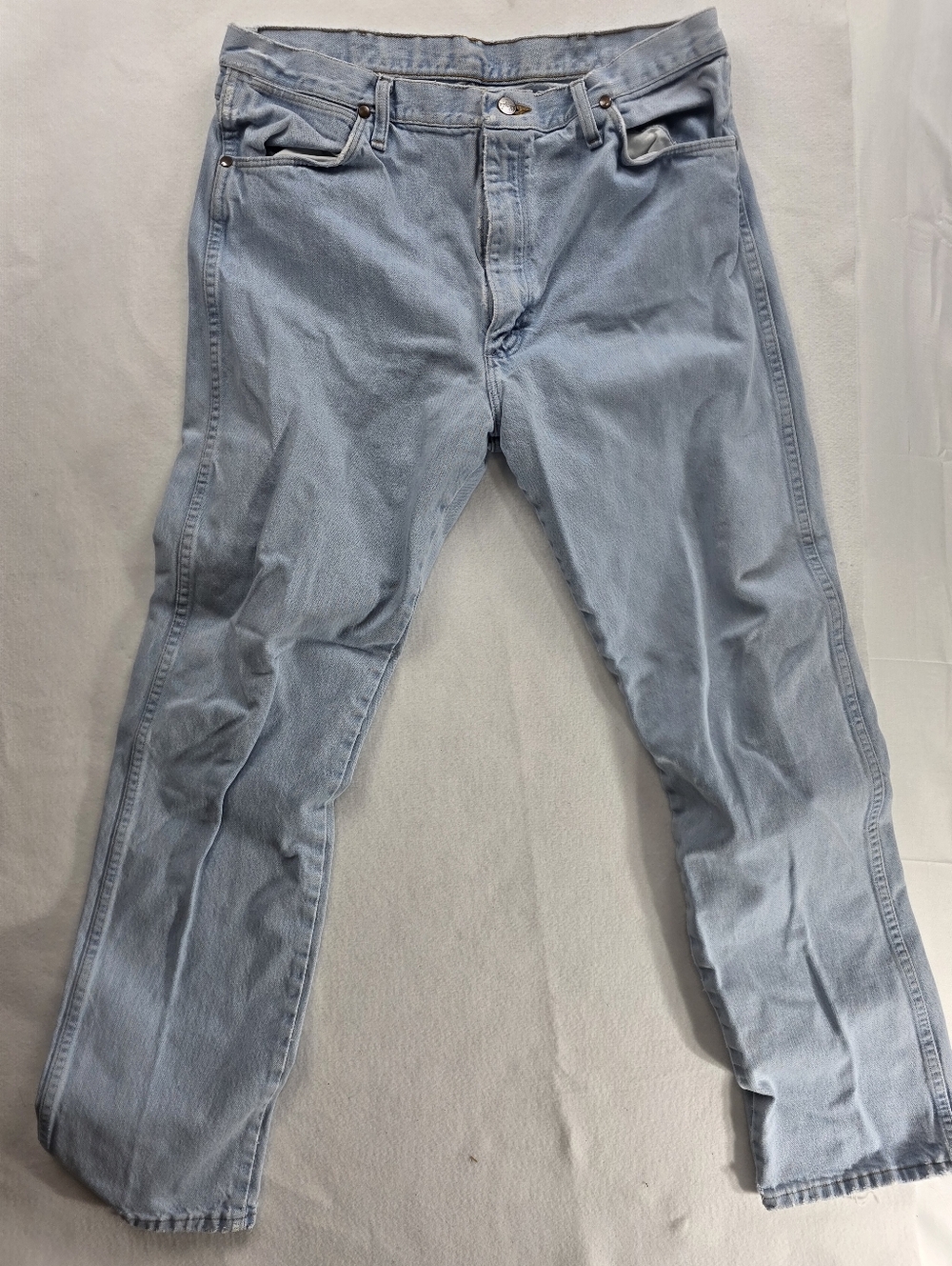 Wrangler Jeans Mens 36x34 Light Wash Straight Fit Denim